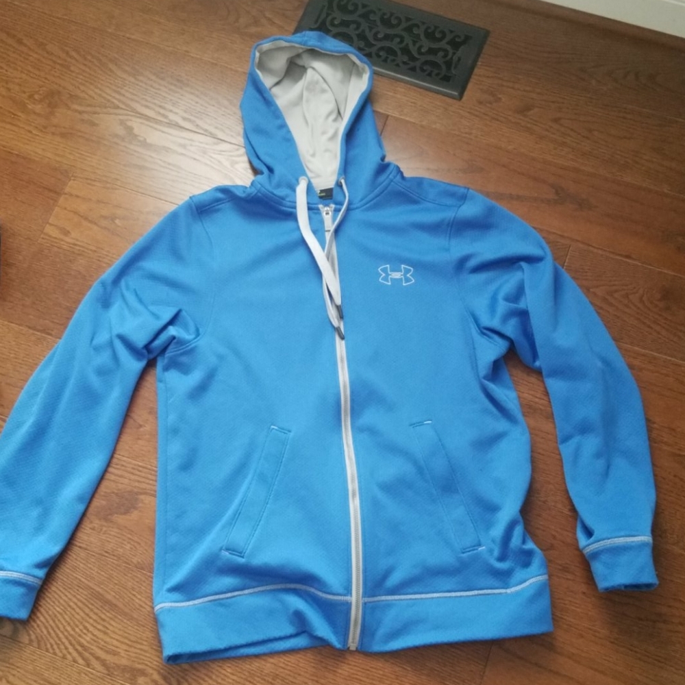 Blue hoodie zipper under armour jacket